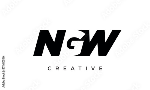 NGW letters negative space logo design. creative typography monogram vector 