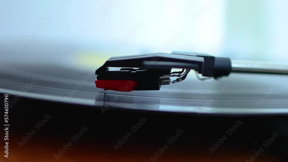 Old record player with vinyl disc playing music Old record player with vinyl disc playing music