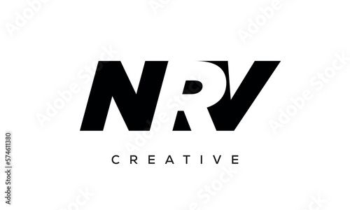 NRV letters negative space logo design. creative typography monogram vector 