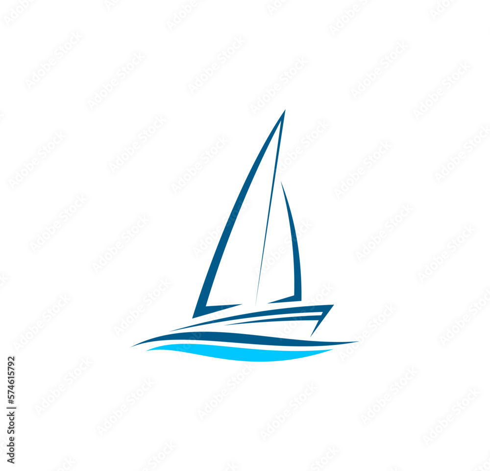 Yacht boat, sea leisure or sailing regatta icon
