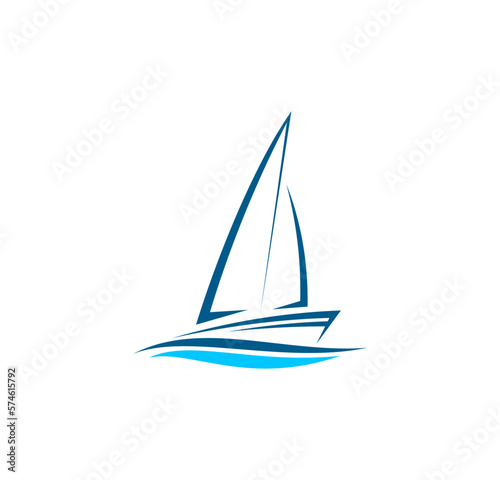 Yacht boat, sea leisure or sailing regatta icon