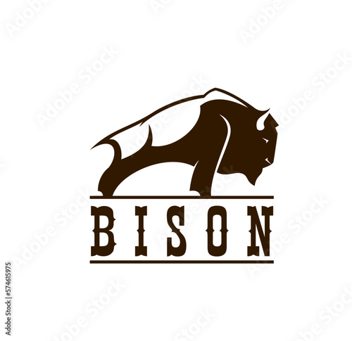 Wild west bison buffalo icon or animal symbol