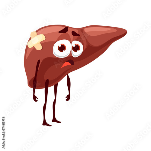 Liver sick body organ character, unhealthy organ