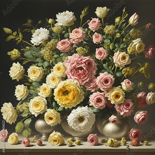 Still life with flowers. Ai generated.