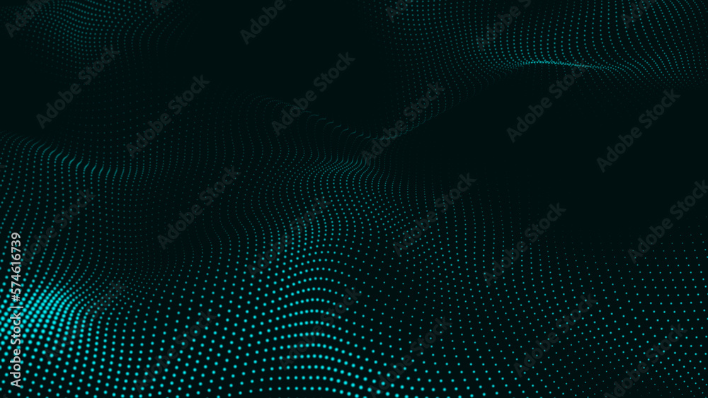 Abstract Trapcode Form digital particle wave and lights background. Animation cyber or technology background. Abstract technology wave.