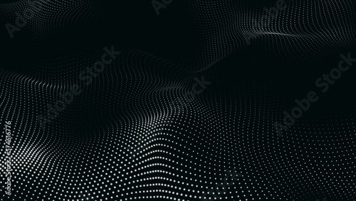 Black and white Abstract Trapcode Form digital particle wave and lights background. Animation cyber or technology background. Abstract technology wave.