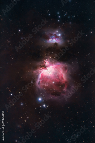 Orion nebula M42 photographed with telescope and astronomical camera.