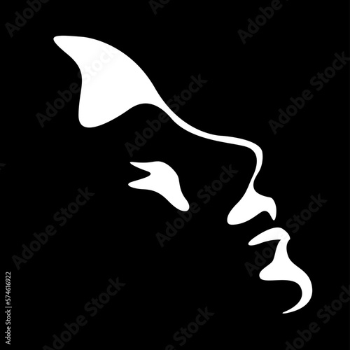 vector black and white image of a beautiful female profile shaped by a shadow. useful for advertising products for women, beauty salons, decorative and skin care cosmetics, logo, print, poster, design