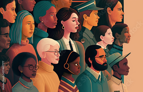 Diversity, equity, inclusion. Ai generated illustration.