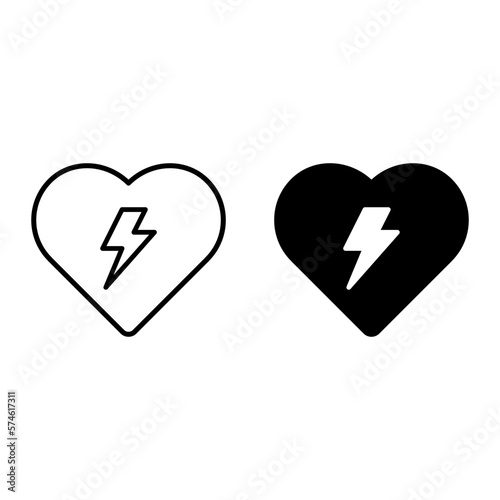heart with lightning bolt icon vector