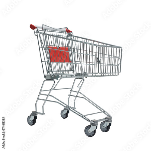 Empty small supermarket shopping cart