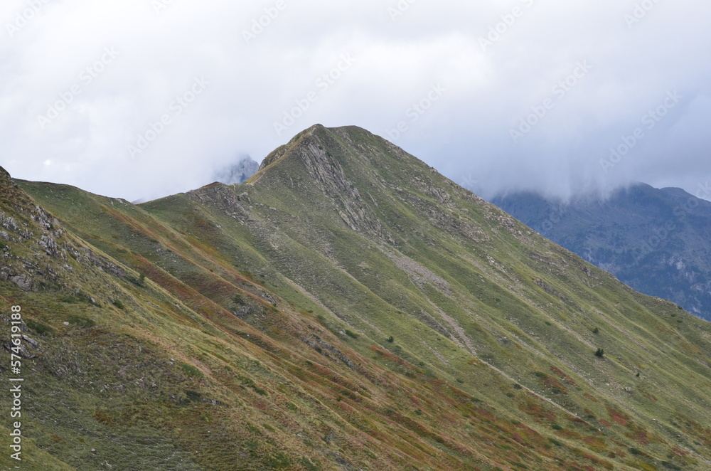 Fototapeta premium The mountains of the Prokletije National Park in the autumn near the Grebaje Valley of Montenegro. The Accursed Mountains. Albanian Alps.