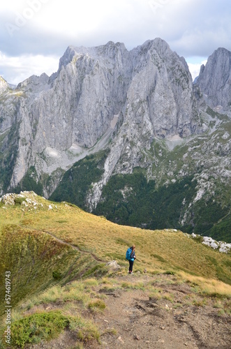 The mountains of the Prokletije National Park in the autumn near the Grebaje Valley of Montenegro. The Accursed Mountains. Albanian Alps.