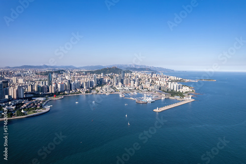 Aerial photography of modern urban architecture scenery in Qingdao, China