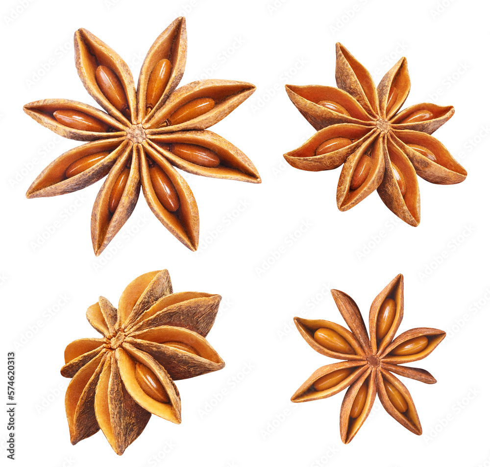Fototapeta premium Set of delicious star anise cut out