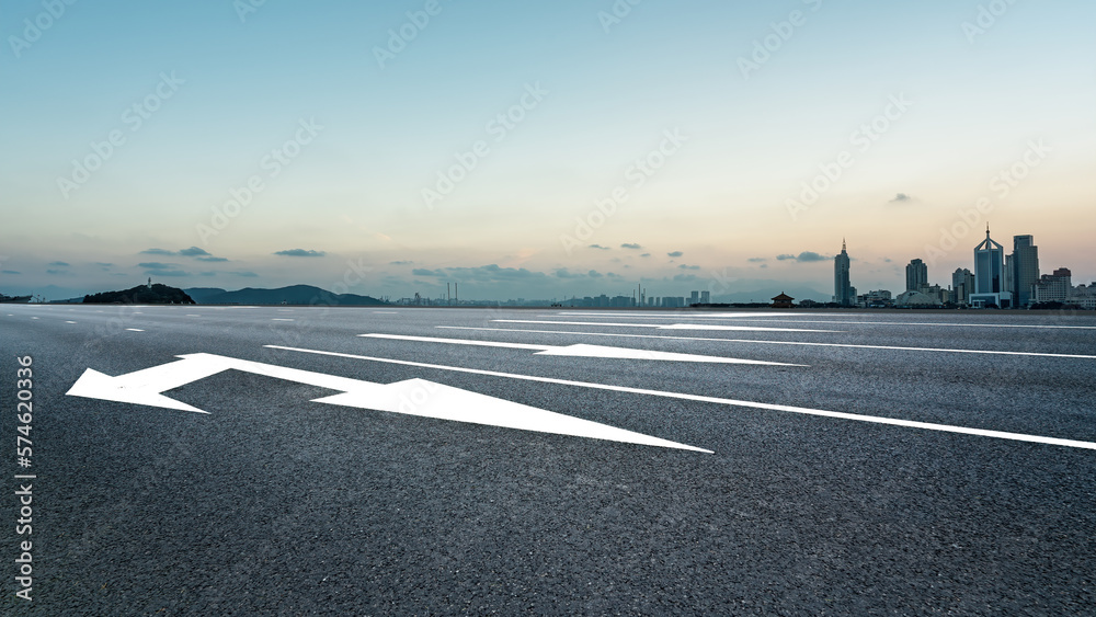 Fototapeta premium road and city buildings background