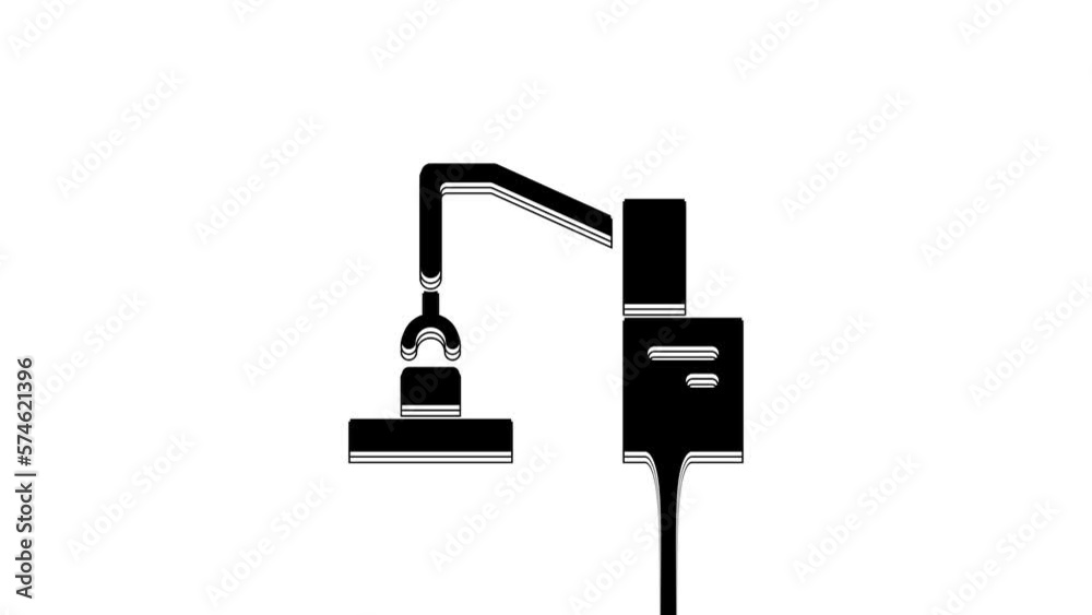Black Industrial machine robotic robot arm hand factory icon isolated on white background. Industrial robot manipulator. 4K Video motion graphic animation Black Industrial machine robotic robot arm hand factory icon isolated on white background. Industrial robot manipulator. 4K Video motion graphic animation