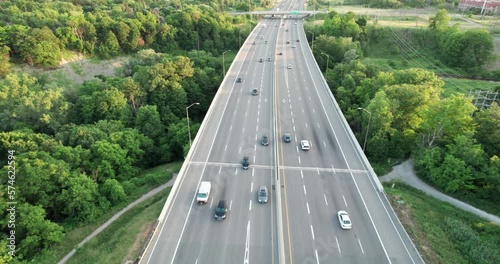 Push Pan of Busy Highway in Canada photo