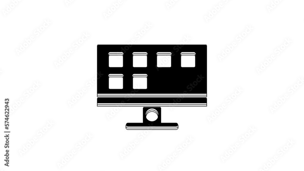 Black Smart Tv icon isolated on white background. Television sign. 4K Video motion graphic animation Black Smart Tv icon isolated on white background. Television sign. 4K Video motion graphic animation