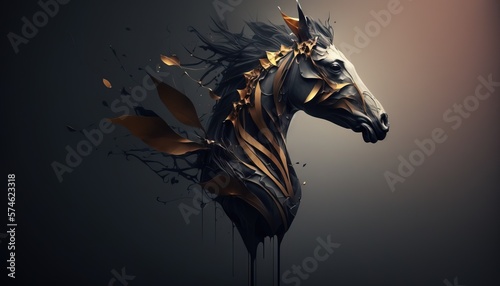 Fototapeta Naklejka Na Ścianę i Meble -  Horse abstract magical animal background with mare stallion wallpaper generative ai