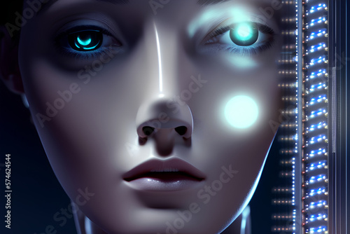 The face of a robotic woman, technology, wallpaper, illustration, digital art.