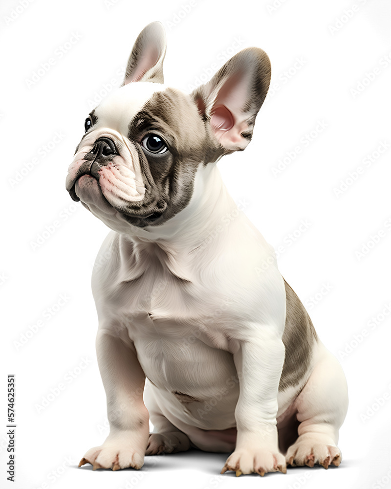 Cute French Bulldog, isolated background. Generative Ai