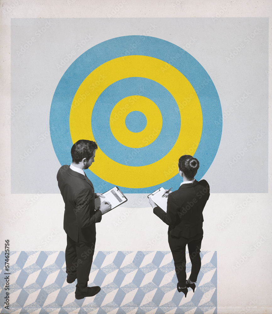 Corporate business team and target