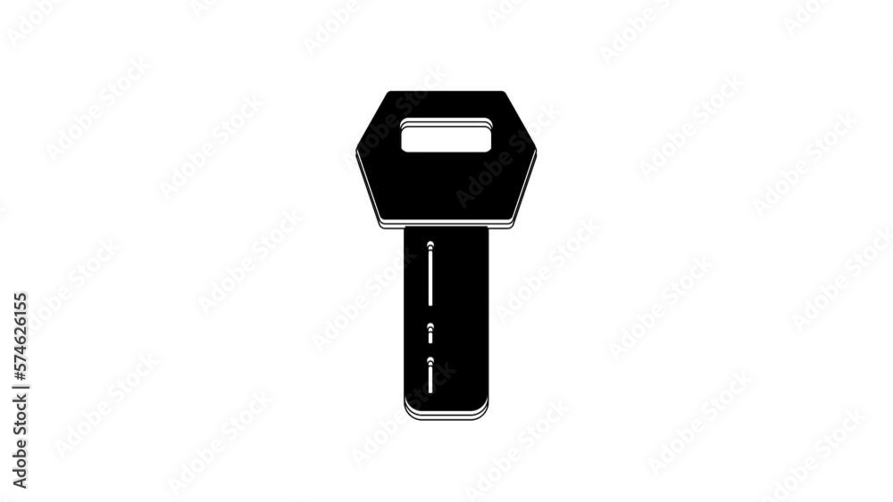 Black Car key with remote icon isolated on white background. Car key and alarm system. 4K Video motion graphic animation