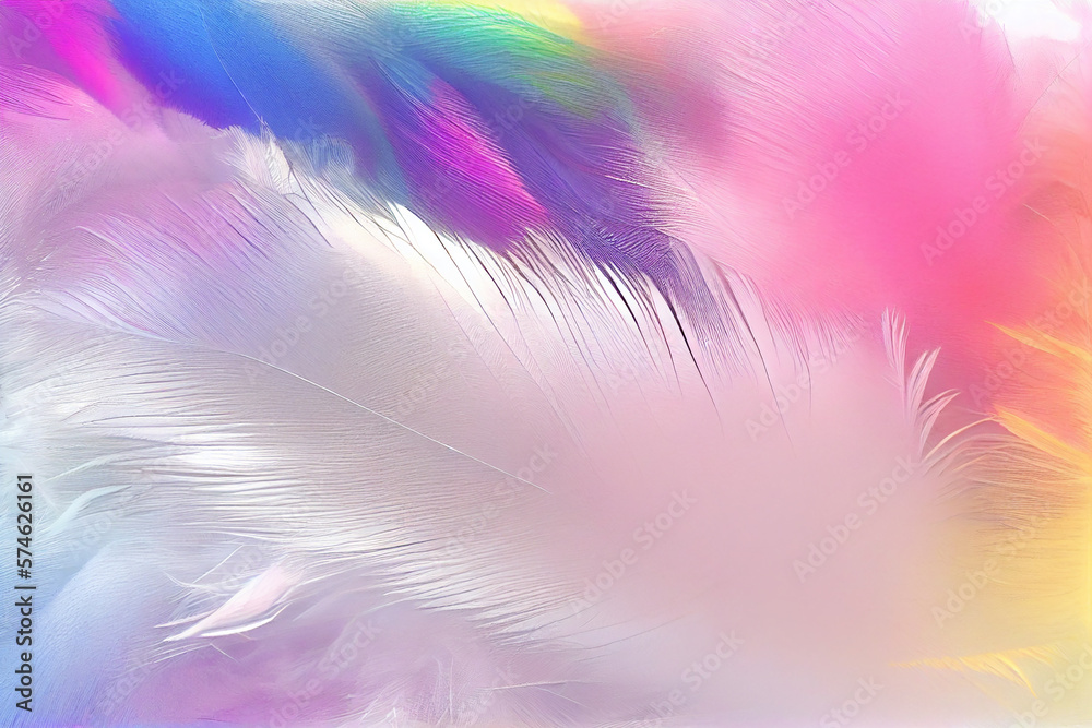 Feather rainbow patchwork background. Close-up. Feather rainbow patchwork background. Close-up.