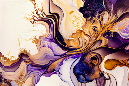 Natural luxury abstract fluid art painting in alcohol.