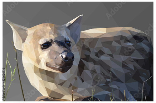 Low Poly, Geometrical, Illustration of an African Spotted Hyena photo