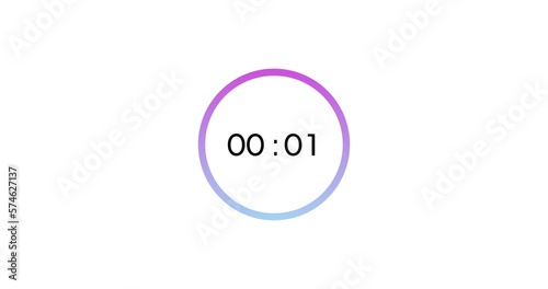 5 seconds digital timer countdown animation is isolated on white background. 5 sec countdown timer, a stopwatch animation with pie percentages
