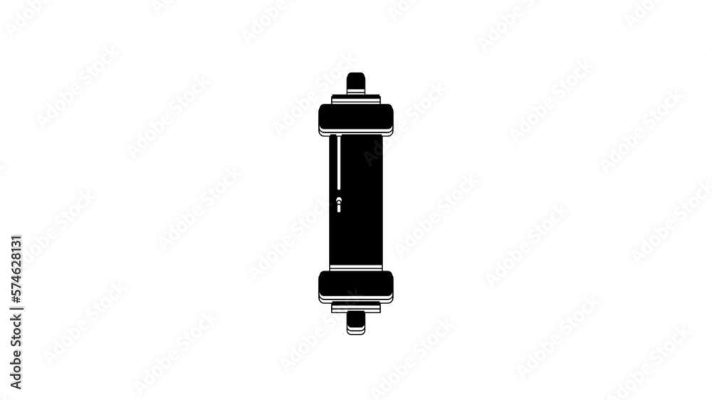 Black Shock absorber icon isolated on white background. 4K Video motion graphic animation