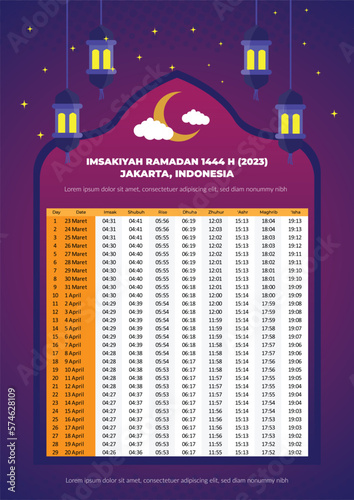 illustration vector Imsakiyah Ramadan 1444 photo