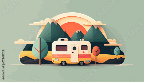 Adventure travel flat vector illustration