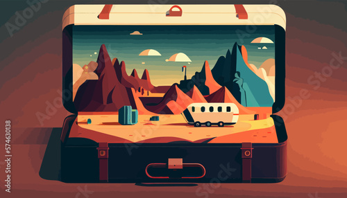 Adventure travel flat vector illustration