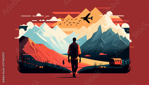 Adventure travel flat vector illustration