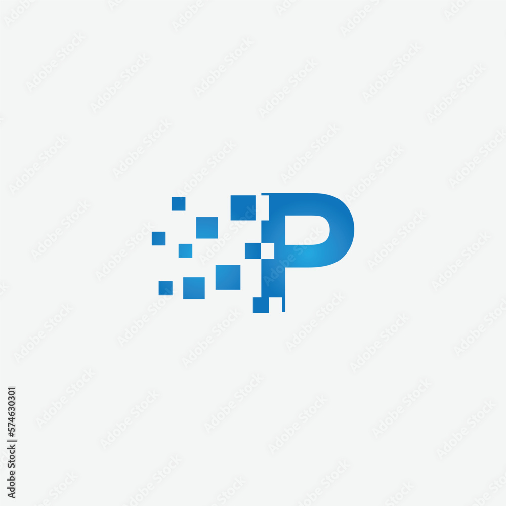 Vector letter P pixel logo designs Vector letter P pixel logo designs