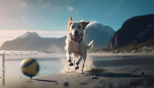 Dog running outdoor, Generative AI