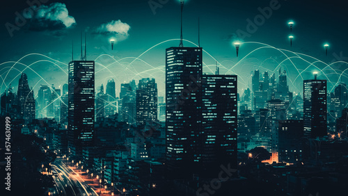 Smart city and communication network concept