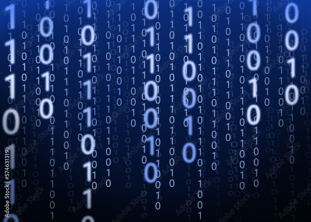 Digital binary code on dark blue background Digital binary code on dark blue background
