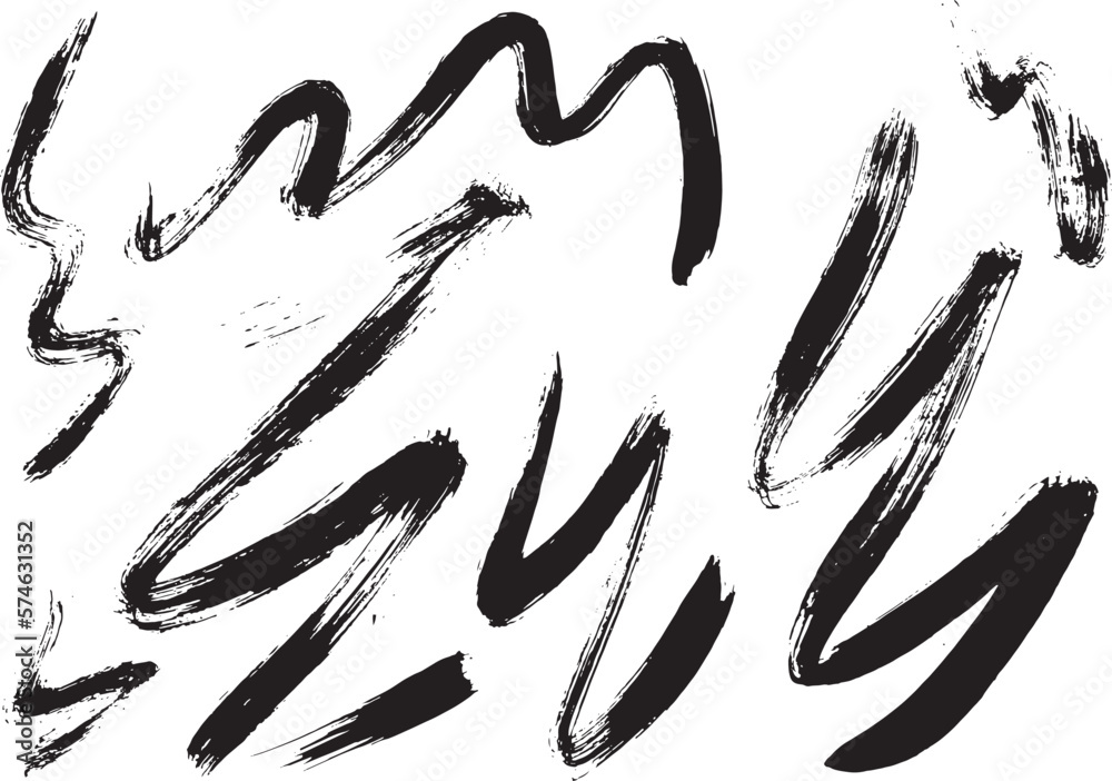 Dry Brush Wave Strokes Vector Grunge Set Dry Brush Wave Strokes Vector Grunge Set