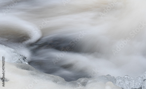 Close-up of wintery waterfall