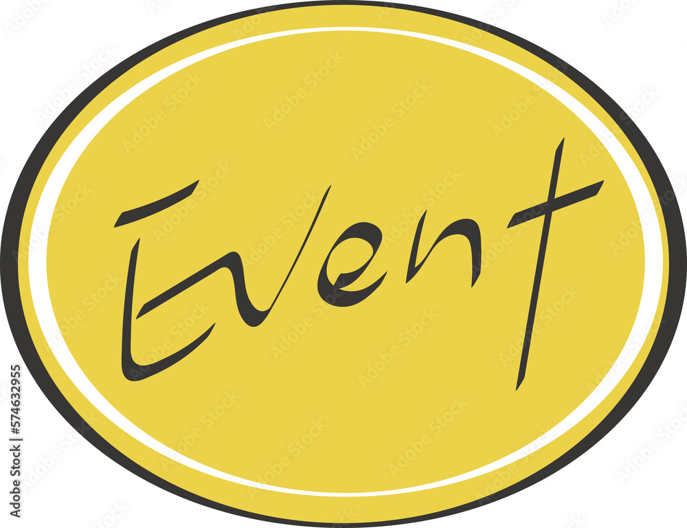 event handwritten creative lettering placed on a yellow circle pattern event handwritten creative lettering placed on a yellow circle pattern