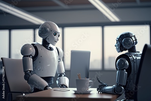 robots working in office, ai generated