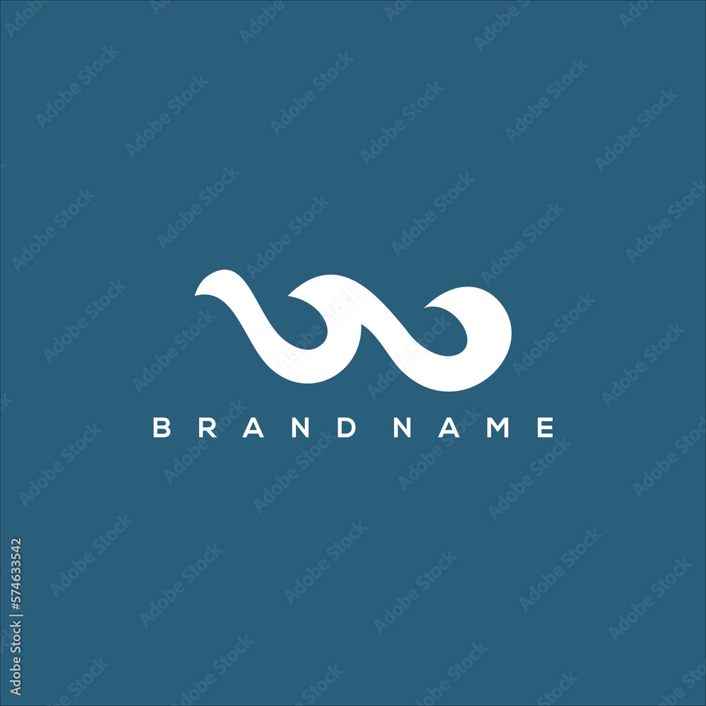Fototapeta premium Initial W wind and waves logo vector