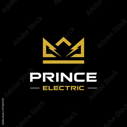 crown and electric logo vector in black background