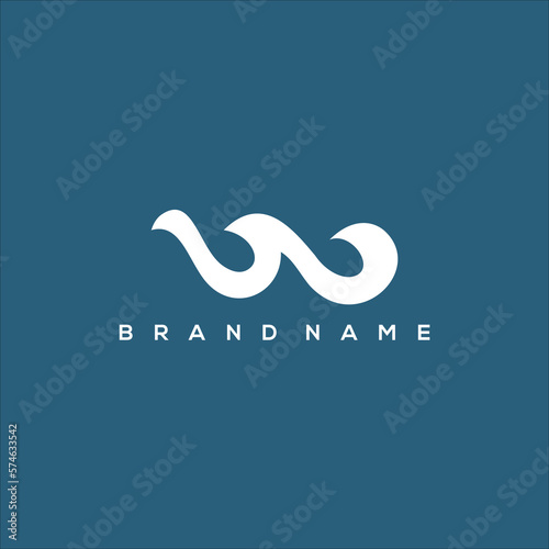 Initial W wind and waves logo vector