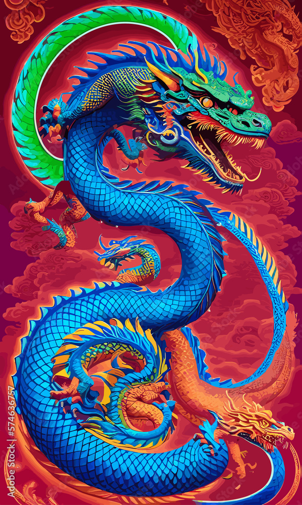 Chinese dragons illustration background 