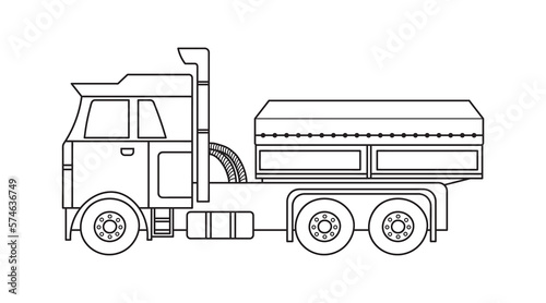 Hand drawn Vector illustration color children construction mini size retro classic dump truck clipart photo